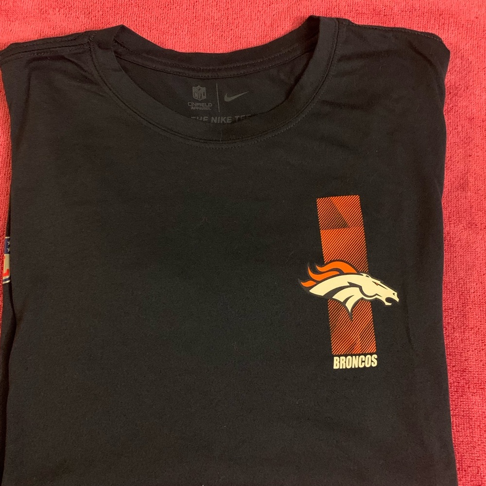 Nike Men's Black and Orange Broncos Tee